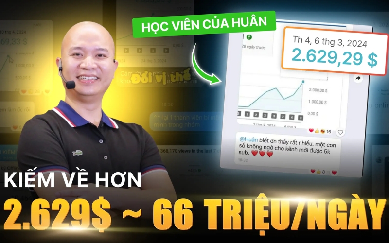 Khóa học kiếm tiền từ YouTube tại Huân Academy